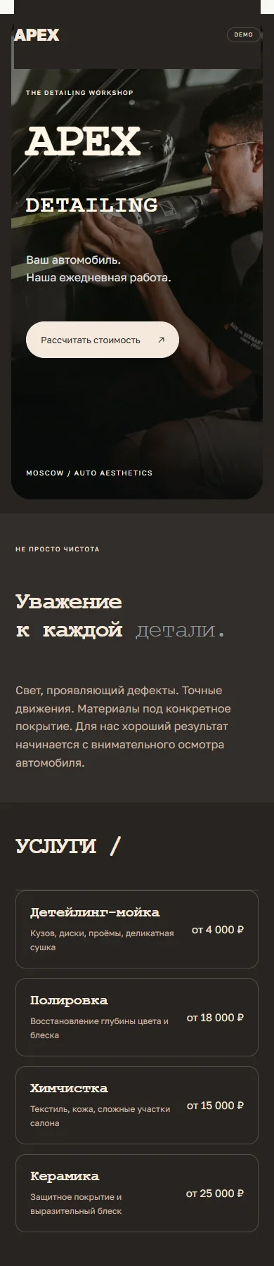 Реальное превью сайта APEX