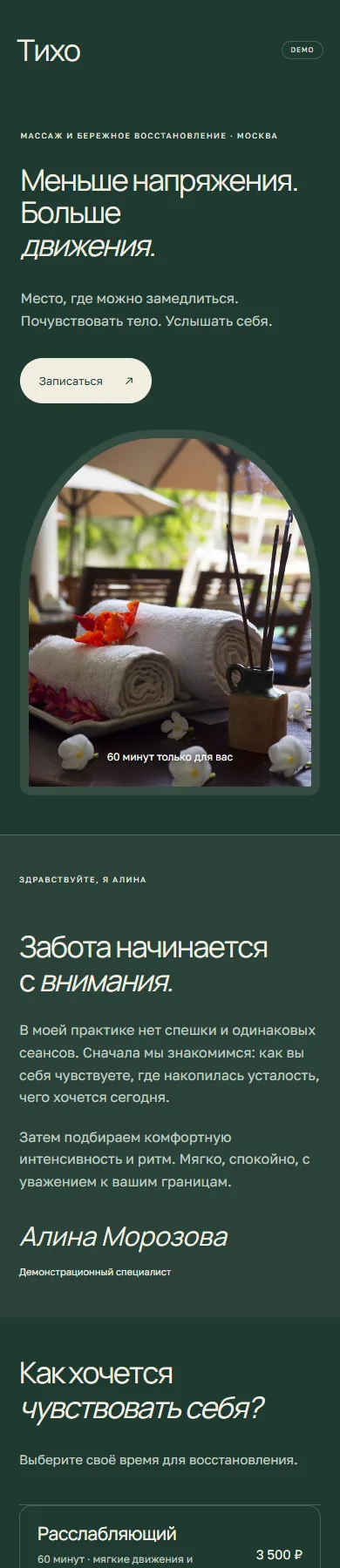 Реальное превью сайта Тихо