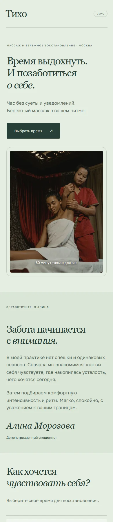 Реальное превью сайта Тихо