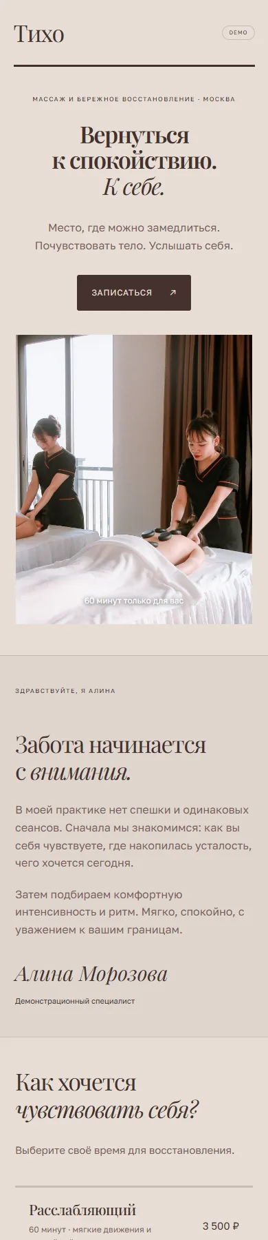 Реальное превью сайта Тихо